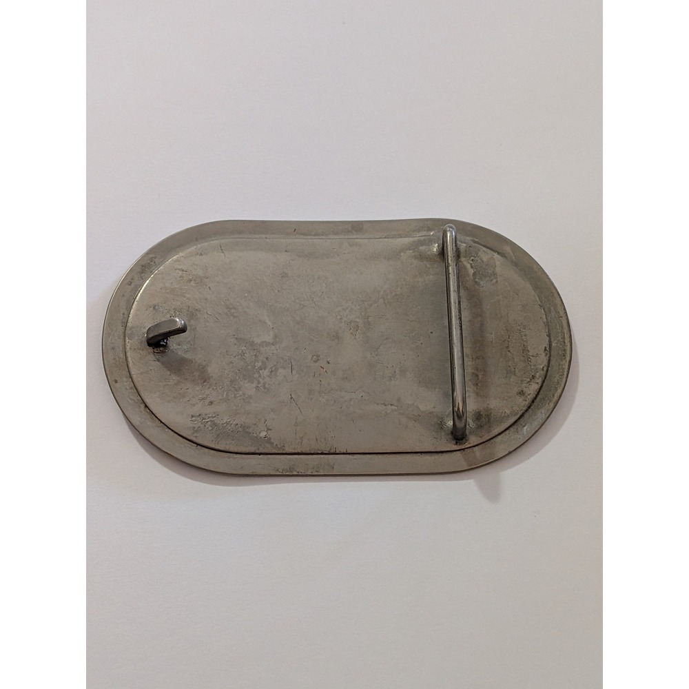 Vintage Floral Etched Oval Belt Buckle Western Boho Silver Tone Patina Metal - Picture 5 of 5